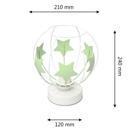 Dječja stolna lampa STARS 1xE27/15W/230V zelena/bijela