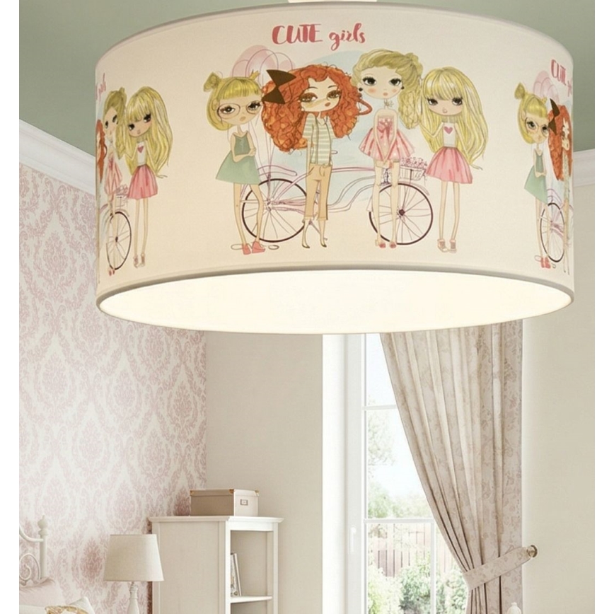 Dječja stropna svjetiljka GIRLS VIBES 1xE27/60W/230V Ø 40 cm za djevojčice