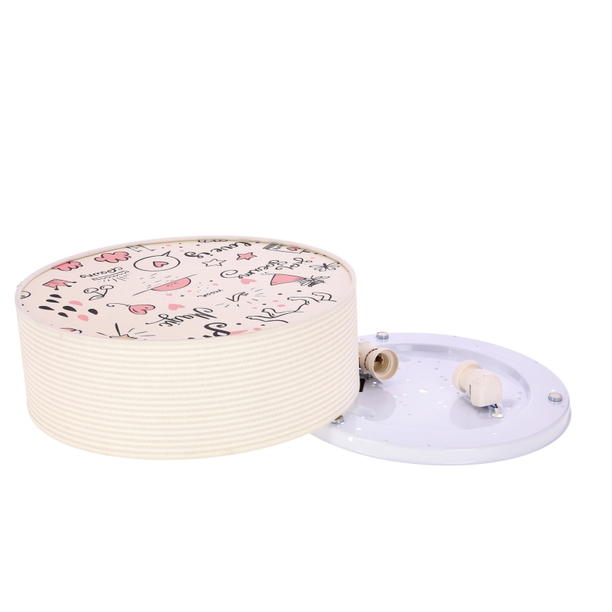 Dječja stropna svjetiljka KIDDY 2xE27/40W/230V bež/ružičasta