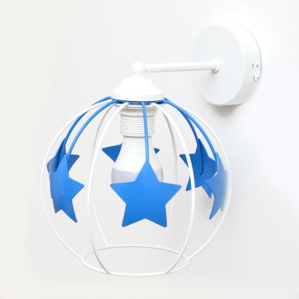 Dječja zidna lampa STARS 1xE27/15W/230V plava/bijela