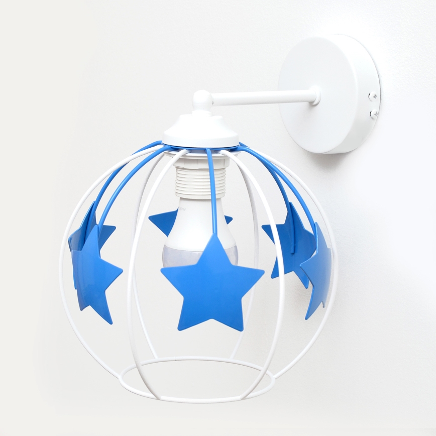 Dječja zidna lampa STARS 1xE27/15W/230V plava/bijela