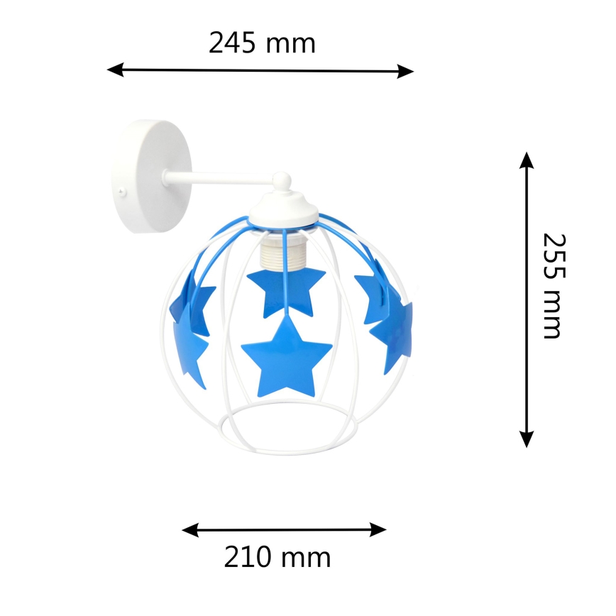 Dječja zidna lampa STARS 1xE27/15W/230V plava/bijela