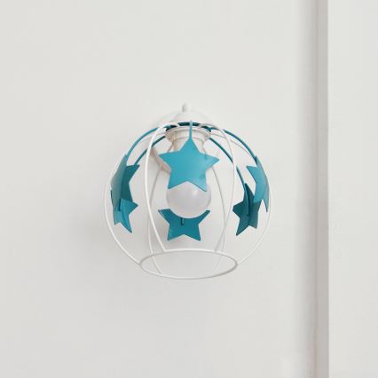 Dječja zidna lampa STARS 1xE27/15W/230V tirkizna/bijela
