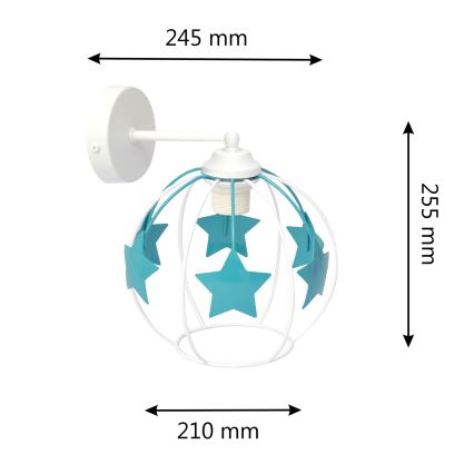 Dječja zidna lampa STARS 1xE27/15W/230V tirkizna/bijela