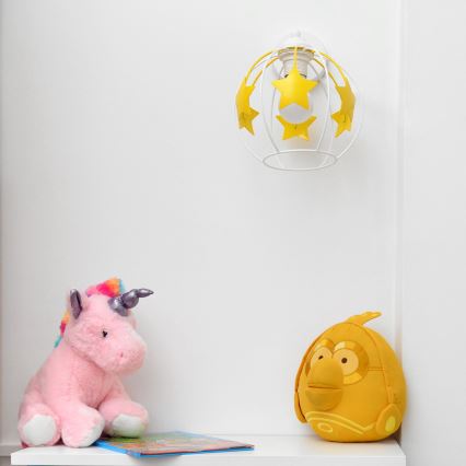 Dječja zidna lampa STARS 1xE27/15W/230V žuta/bijela