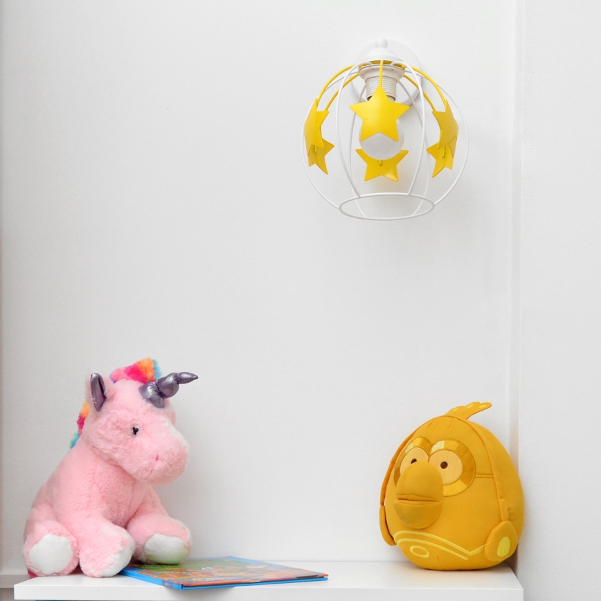 Dječja zidna lampa STARS 1xE27/15W/230V žuta/bijela