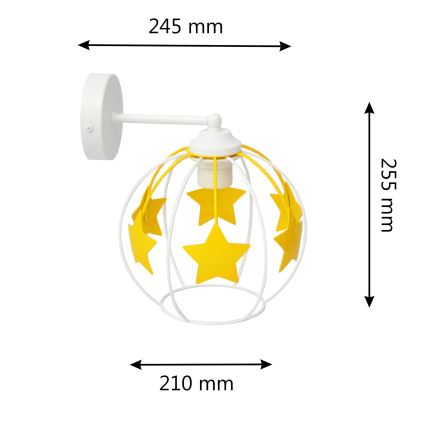 Dječja zidna lampa STARS 1xE27/15W/230V žuta/bijela