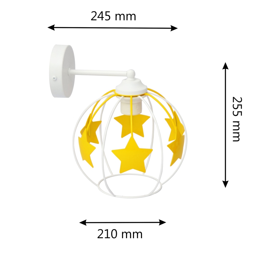 Dječja zidna lampa STARS 1xE27/15W/230V žuta/bijela