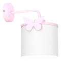 Dječja zidna lampa SWEET 1xE27/15W/230V bijela/ružičasta/leptir