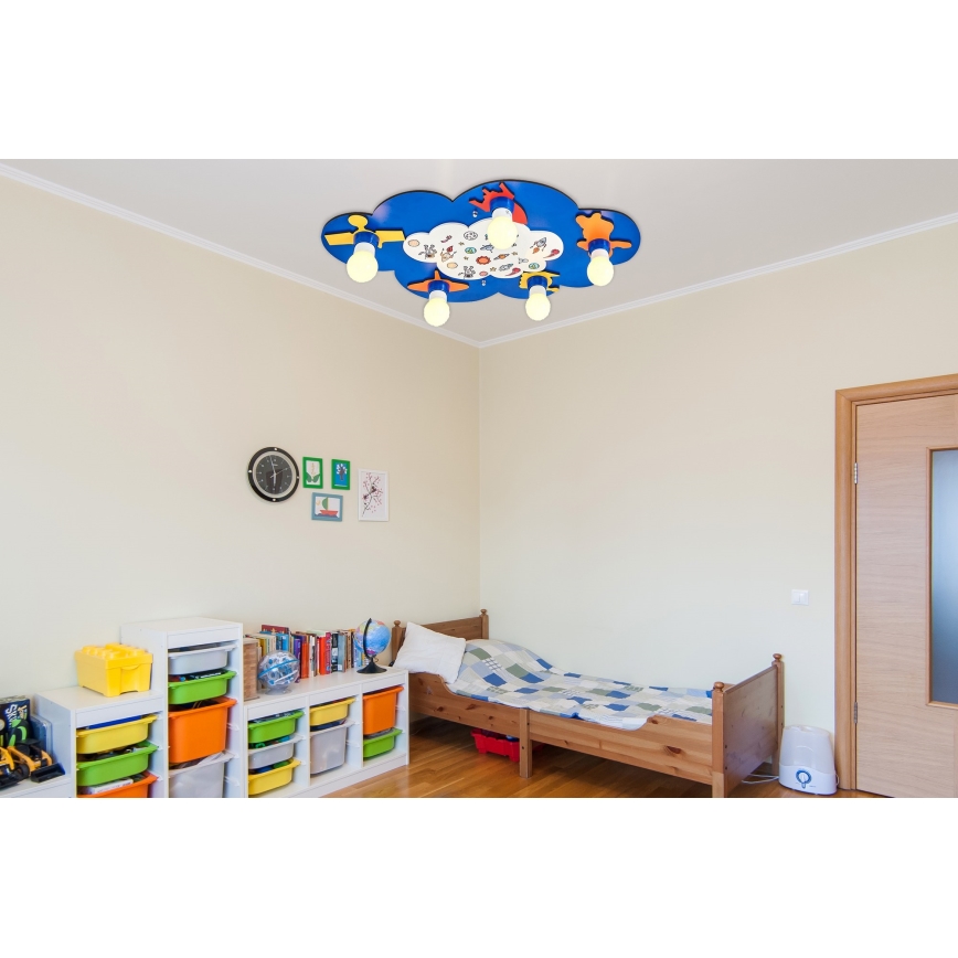 Dječje stropno svjetlo LUCCA 5xE27/24W/230V plavo