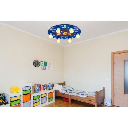 Dječje stropno svjetlo LUCCA 6xE27/24W/230V plavo