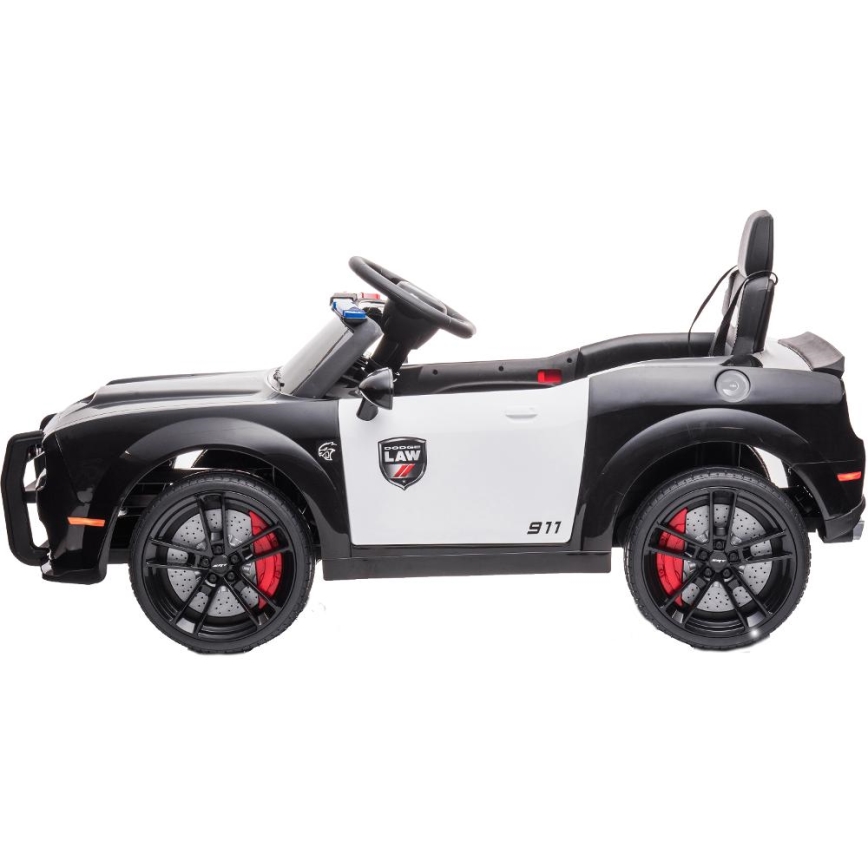 Dječji električni automobil Dodge Challenger Policija 50W/4500 mAh  crna/bijela