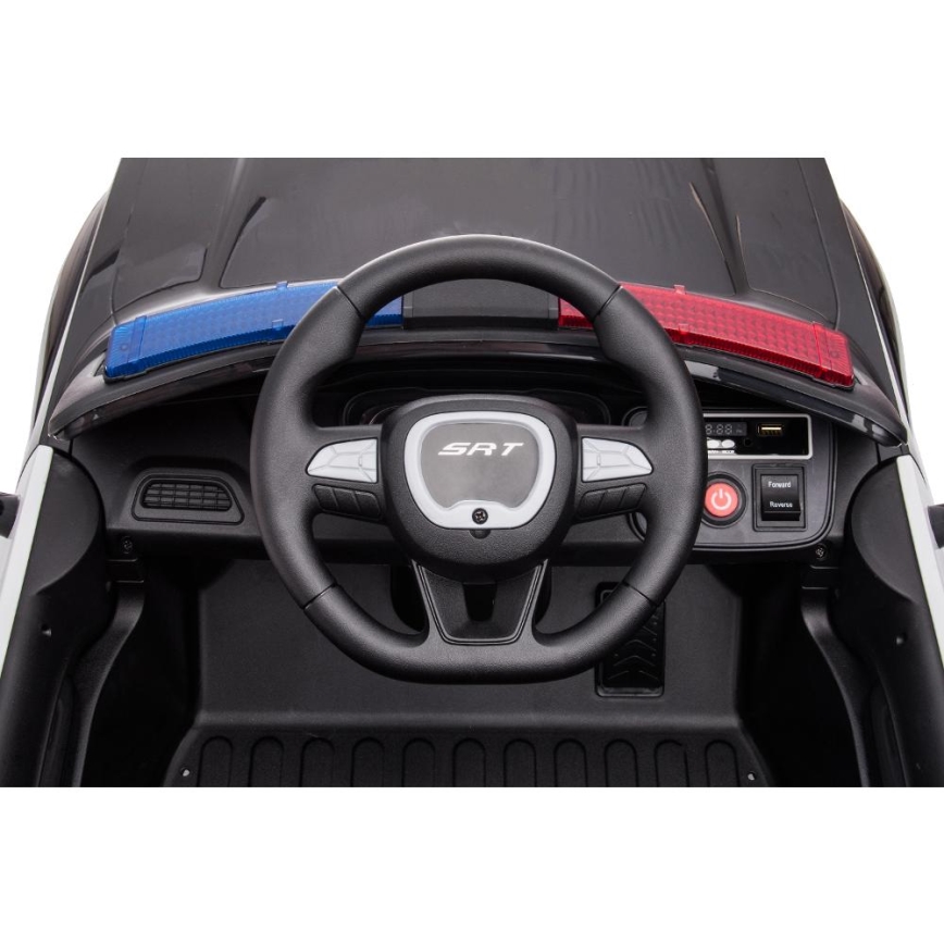 Dječji električni automobil Dodge Challenger Policija 50W/4500 mAh  crna/bijela