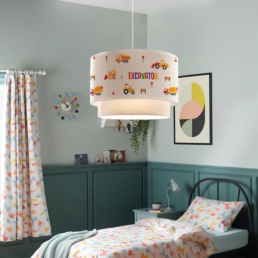 Dječji luster CANDY 1xE27/40W/230V bijela/narančasta
