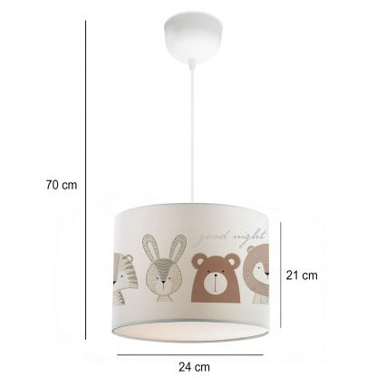 Dječji luster CANDY 1xE27/40W/230V bijela/smeđa