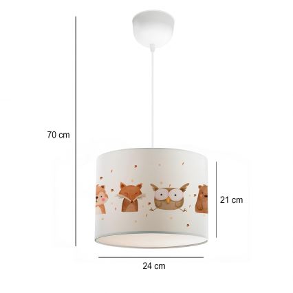 Dječji luster CANDY 1xE27/40W/230V bijela/smeđa