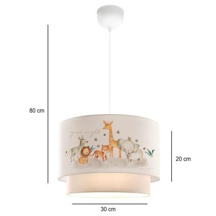 Dječji luster CANDY 1xE27/40W/230V bijela/smeđa