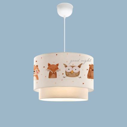 Dječji luster CANDY 1xE27/40W/230V bijela/smeđa