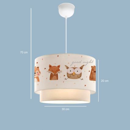 Dječji luster CANDY 1xE27/40W/230V bijela/smeđa
