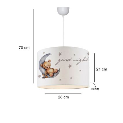 Dječji luster CANDY 1xE27/40W/230V bijela/smeđa