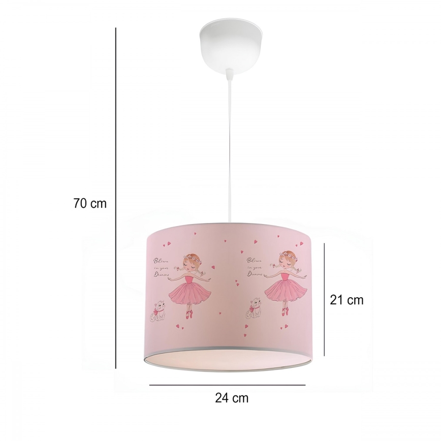 Dječji luster CANDY 1xE27/40W/230V ružičasti
