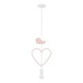 Dječji luster na kabelu HEART 1xE27/20W/230V ružičasta/bijela