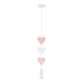 Dječji luster na kabelu HEART 1xE27/20W/230V ružičasti/bijeli