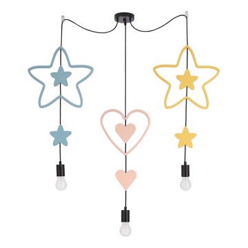 Dječji luster na kabelu TRIO 3xE27/20W/230V plava/ružičasta/žuta