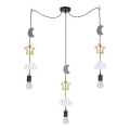 Dječji luster na kabelu TRIO 3xE27/20W/230V siva/žuta/bijela