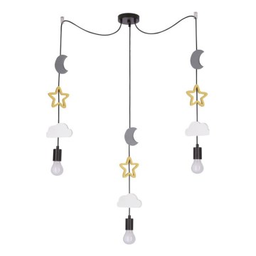 Dječji luster na kabelu TRIO 3xE27/20W/230V siva/žuta/bijela
