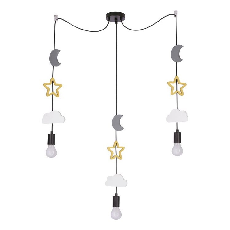 Dječji luster na kabelu TRIO 3xE27/20W/230V siva/žuta/bijela
