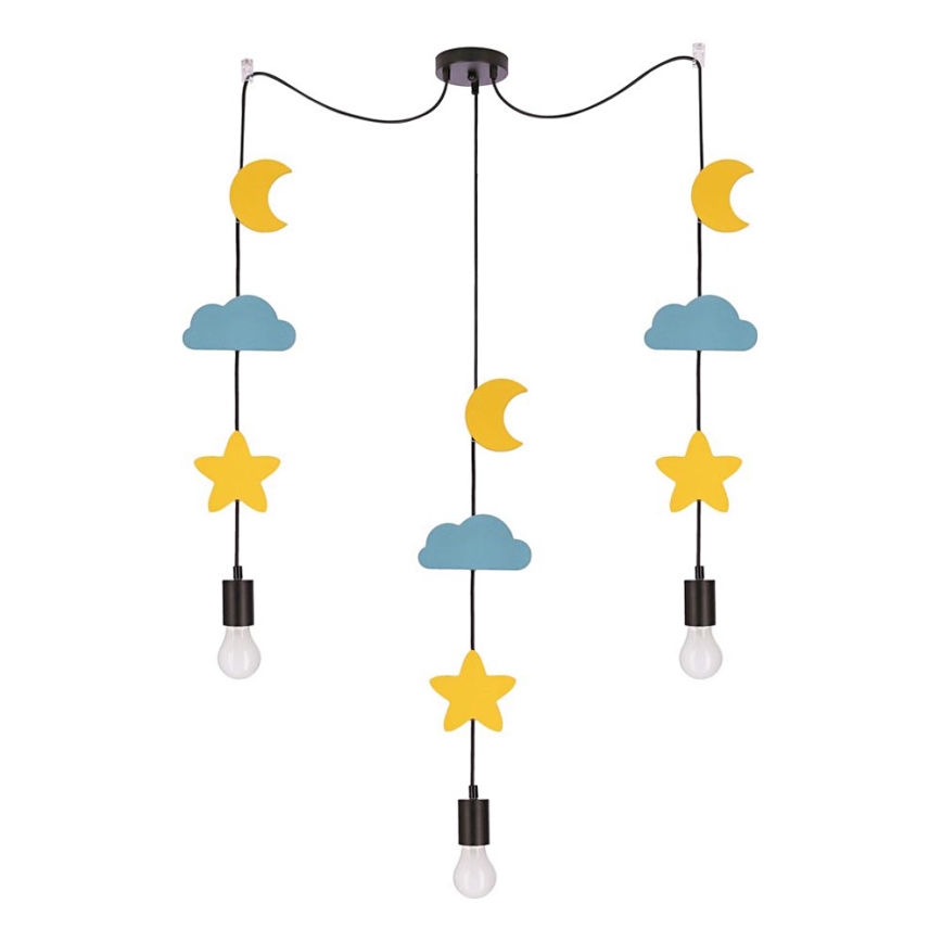 Dječji luster na lanku TRIO 3xE27/20W/230V žuta/plava