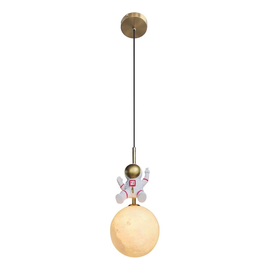 Dječji luster na sajli ASTRONAUT 1xE27/60W/230V pr. 15 cm zlatna/bež