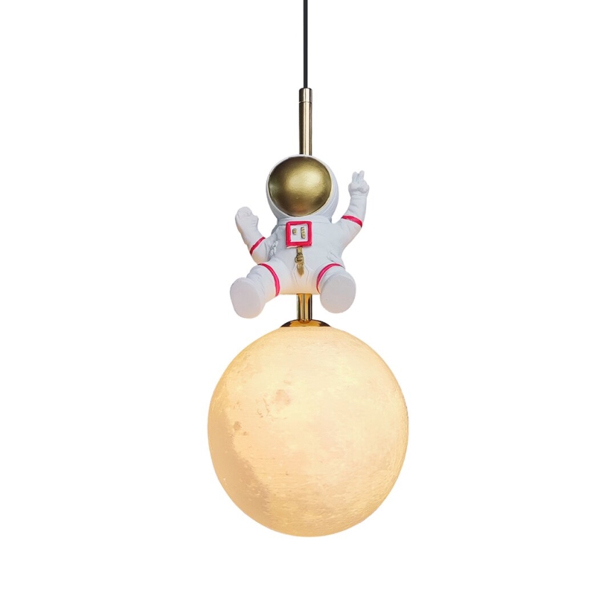 Dječji luster na sajli ASTRONAUT 1xE27/60W/230V pr. 15 cm zlatna/bež