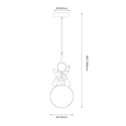 Dječji luster na sajli ASTRONAUT 1xE27/60W/230V pr. 15 cm zlatna/bež