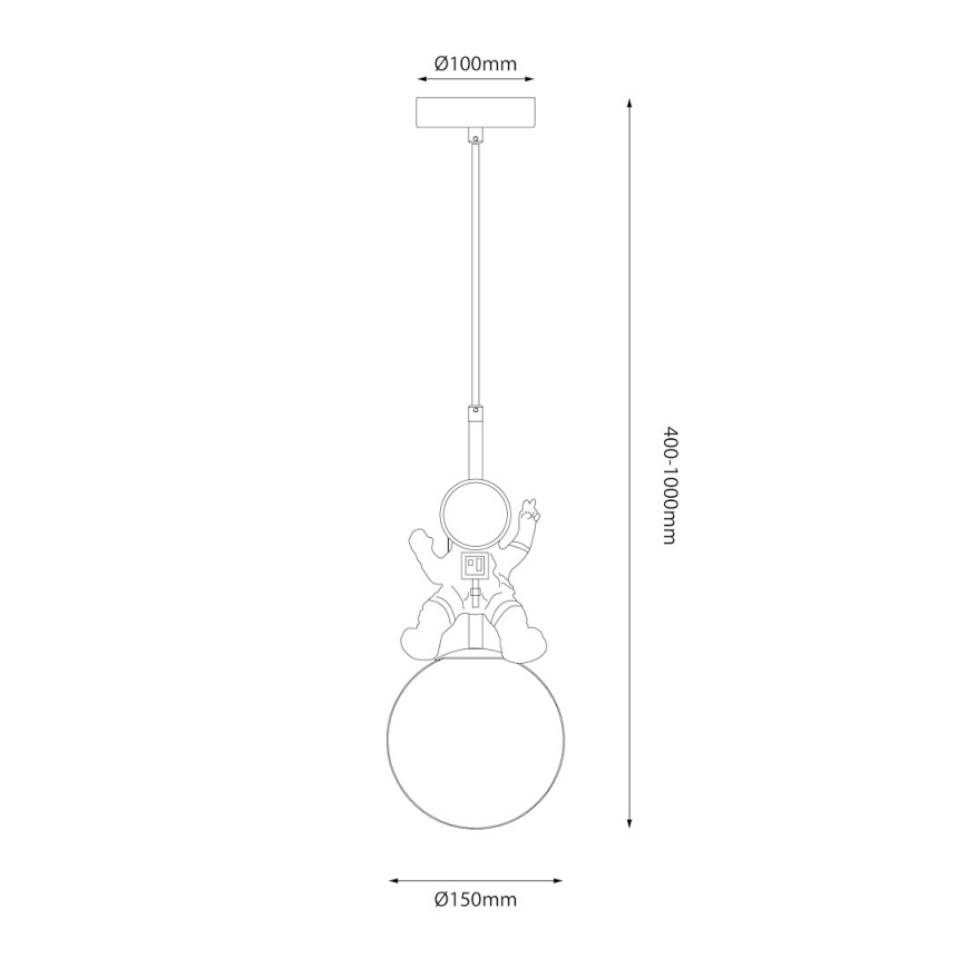 Dječji luster na sajli ASTRONAUT 1xE27/60W/230V pr. 15 cm zlatna/bež