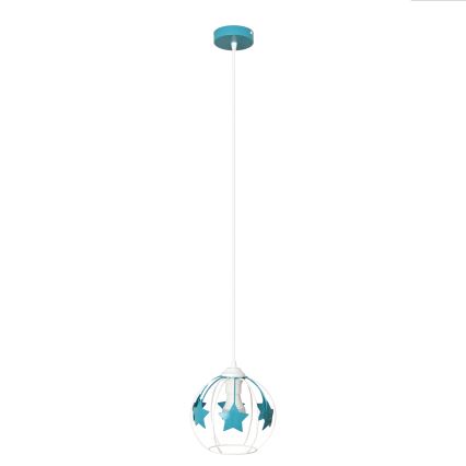 Dječji luster na sajli STARS 1xE27/15W/230V tirkizna/bijela