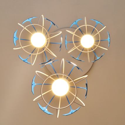 Dječji luster na sajli STARS 3xE27/15W/230V plava/bijela