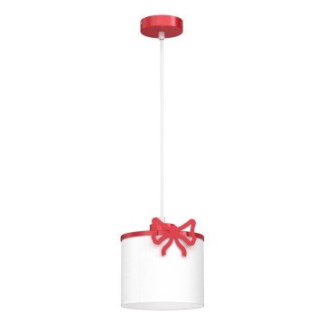 Dječji luster na sajli SWEET 1xE27/15W/230V bijela/crvena/mašna