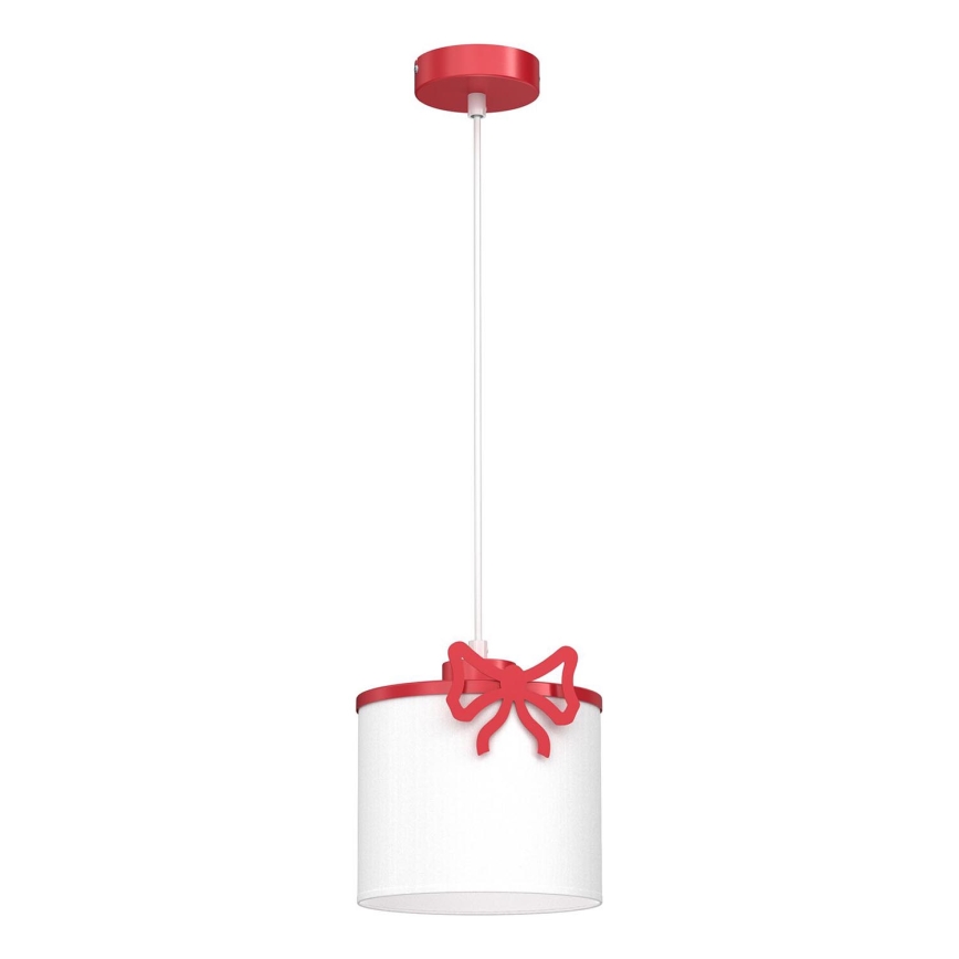 Dječji luster na sajli SWEET 1xE27/15W/230V bijela/crvena/mašna