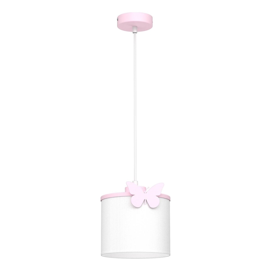 Dječji luster na sajli SWEET 1xE27/15W/230V bijela/ružičasta/leptir