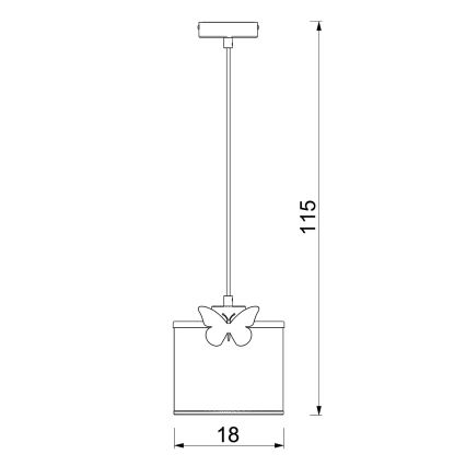 Dječji luster na sajli SWEET 1xE27/15W/230V bijela/ružičasta/leptir
