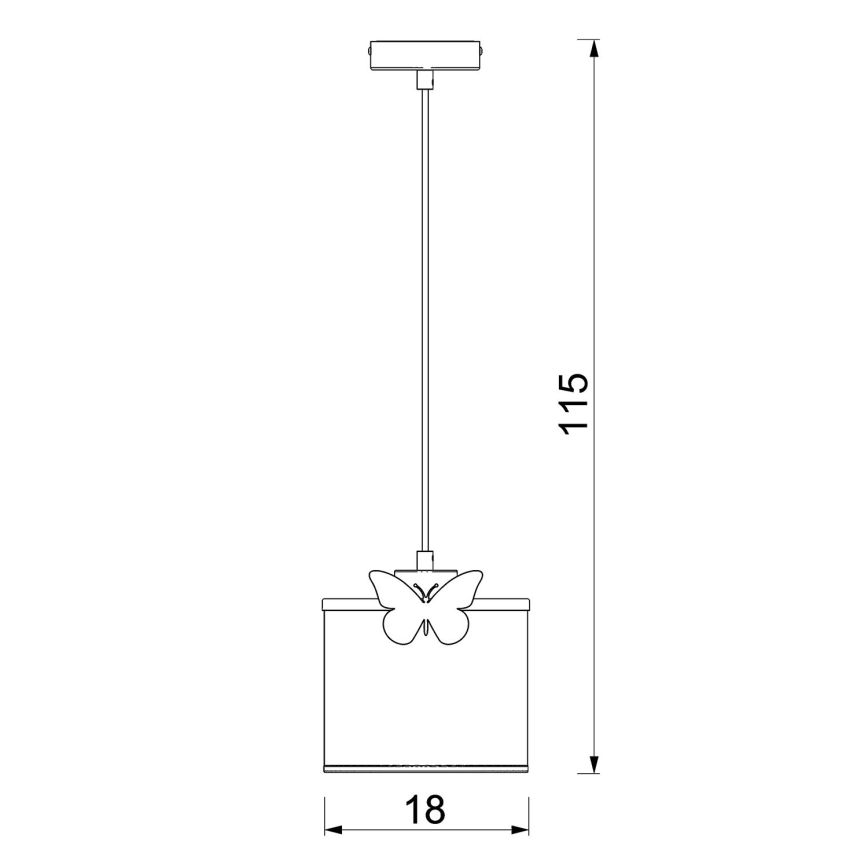 Dječji luster na sajli SWEET 1xE27/15W/230V bijela/ružičasta/leptir