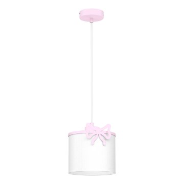 Dječji luster na sajli SWEET 1xE27/15W/230V bijela/ružičasta/mašna