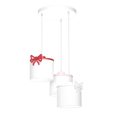 Dječji luster na sajli SWEET 3xE27/15W/230V bijela/ružičasta/crvena/mašna