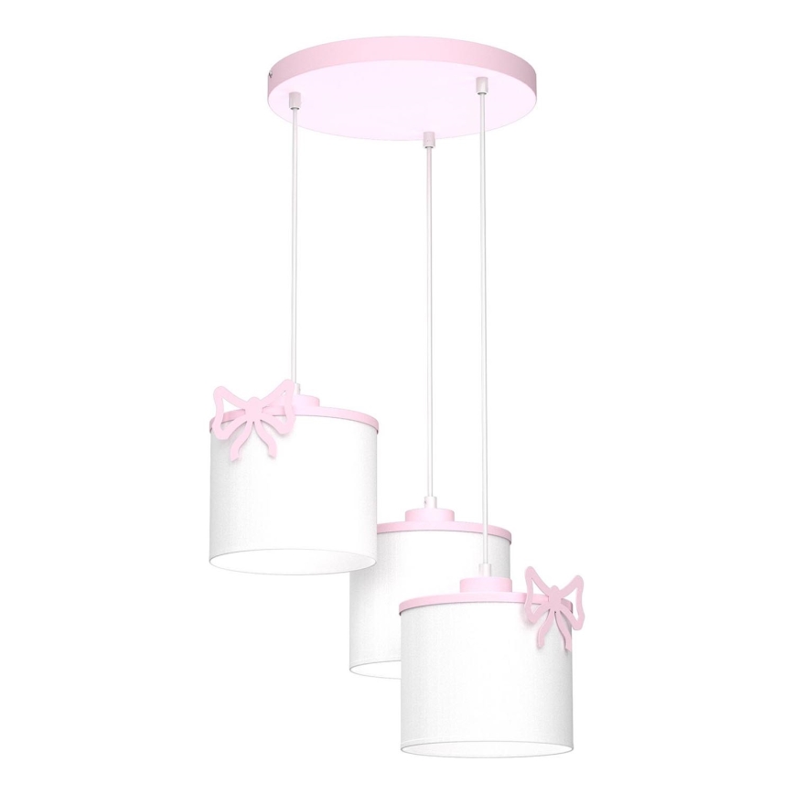 Dječji luster na sajli SWEET 3xE27/15W/230V bijela/ružičasta/leptir