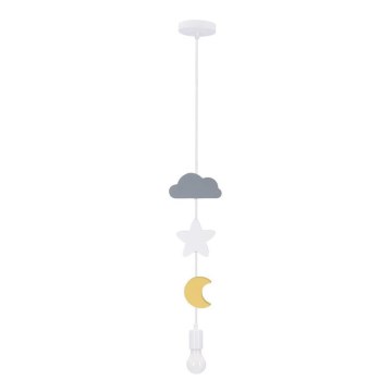 Dječji luster na sajli TRIO 1xE27/20W/230V siva/bijela/žuta