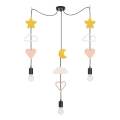 Dječji luster na sajli TRIO 3xE27/20W/230V žuta/bijela/ružičasta