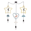 Dječji luster na sajli TRIO 3xE27/20W/230V žuta/plava/siva