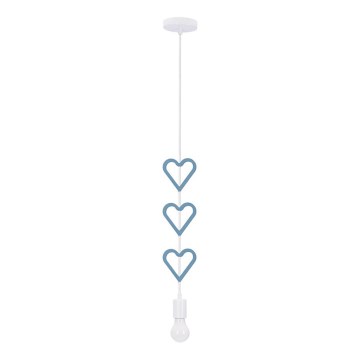 Dječji luster na špagatu HETS 1xE27/20W/230V plavi/bijeli